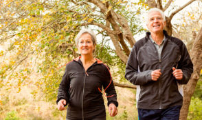 Benefits of walking: a senior couple walking