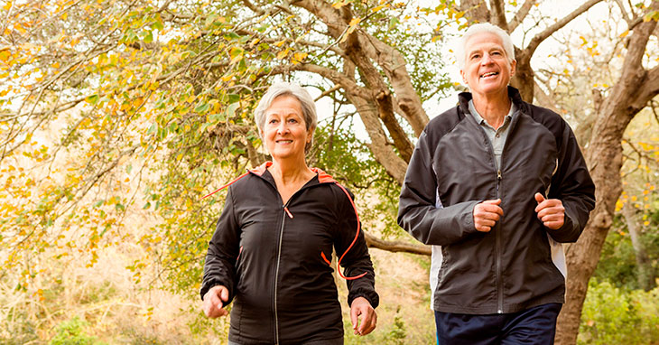 Benefits of walking: a senior couple walking