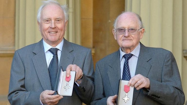 Alan and Brain Stannah with their MBEs