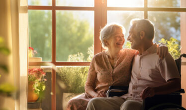 Beautiful loving couple in a retirement home